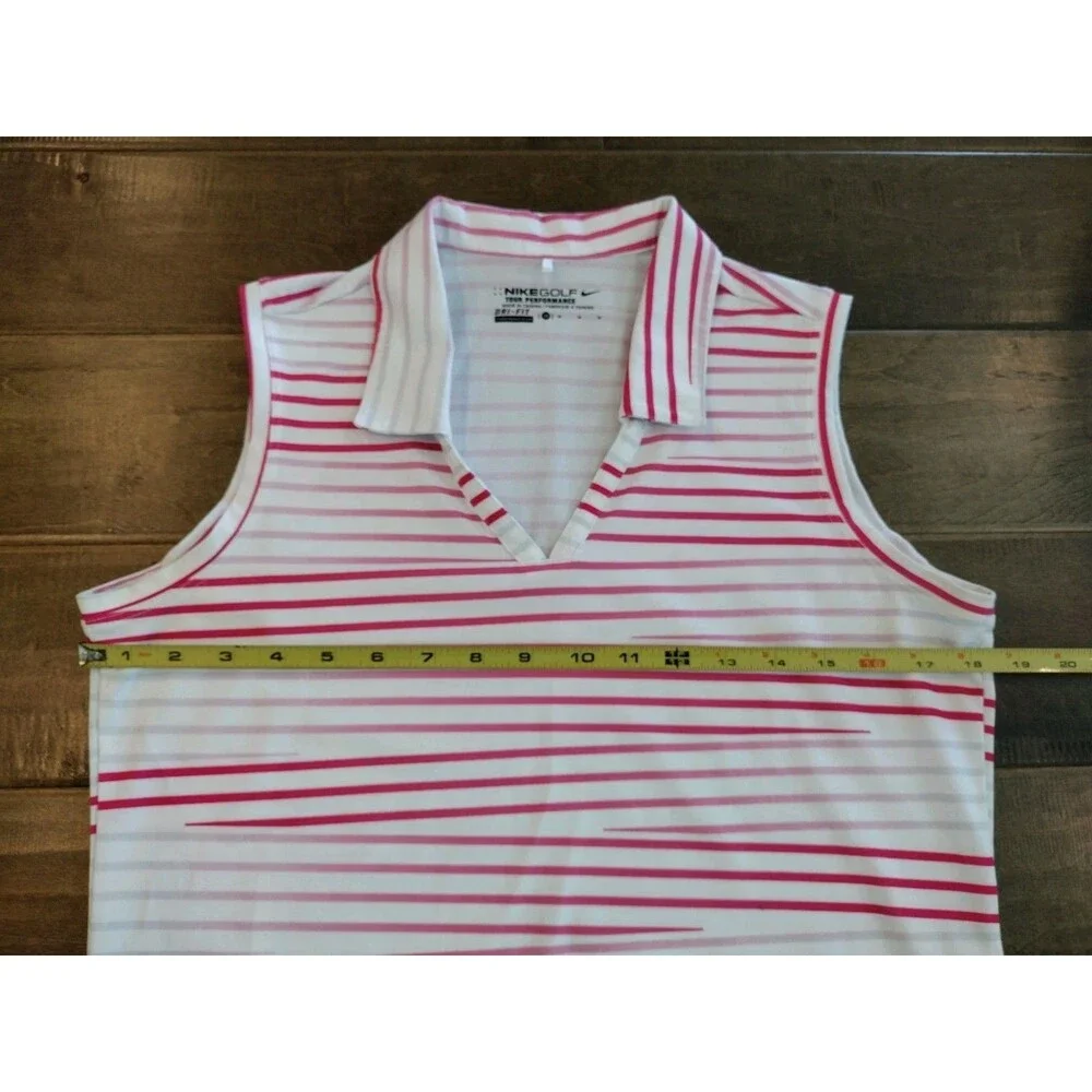 NIKE GOLF Women's Tour Performance white pink Polo Collared sleeveless top M
